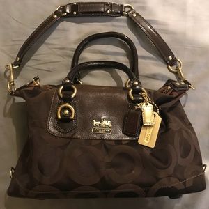 Coach dark brown monogrammed purse
